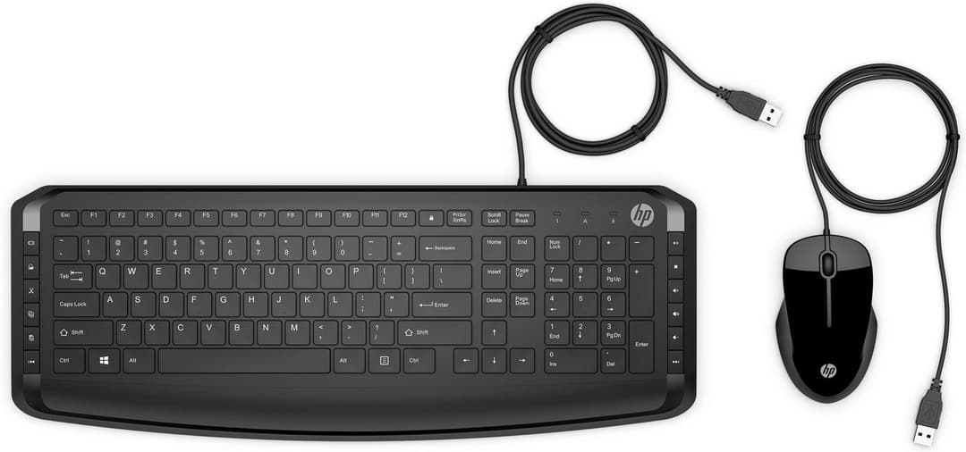 HP Pavilion 200 Wired USB Keyboard and Mouse Combo - International English QWERTY Layout, Black (9DF28AA#ABB) - Image 1