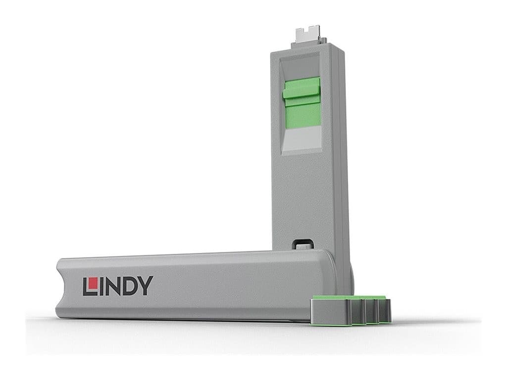 Lindy USB-C Port Blocker Kit (4x Locks + 1x Key) - Green - Image 1