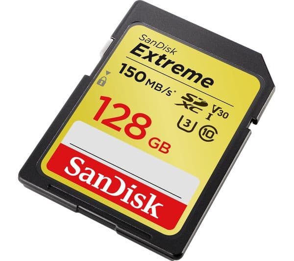 SanDisk Extreme SD UHS-I U3 V30 Class 10 Memory Card, Black - 128GB - Image 1