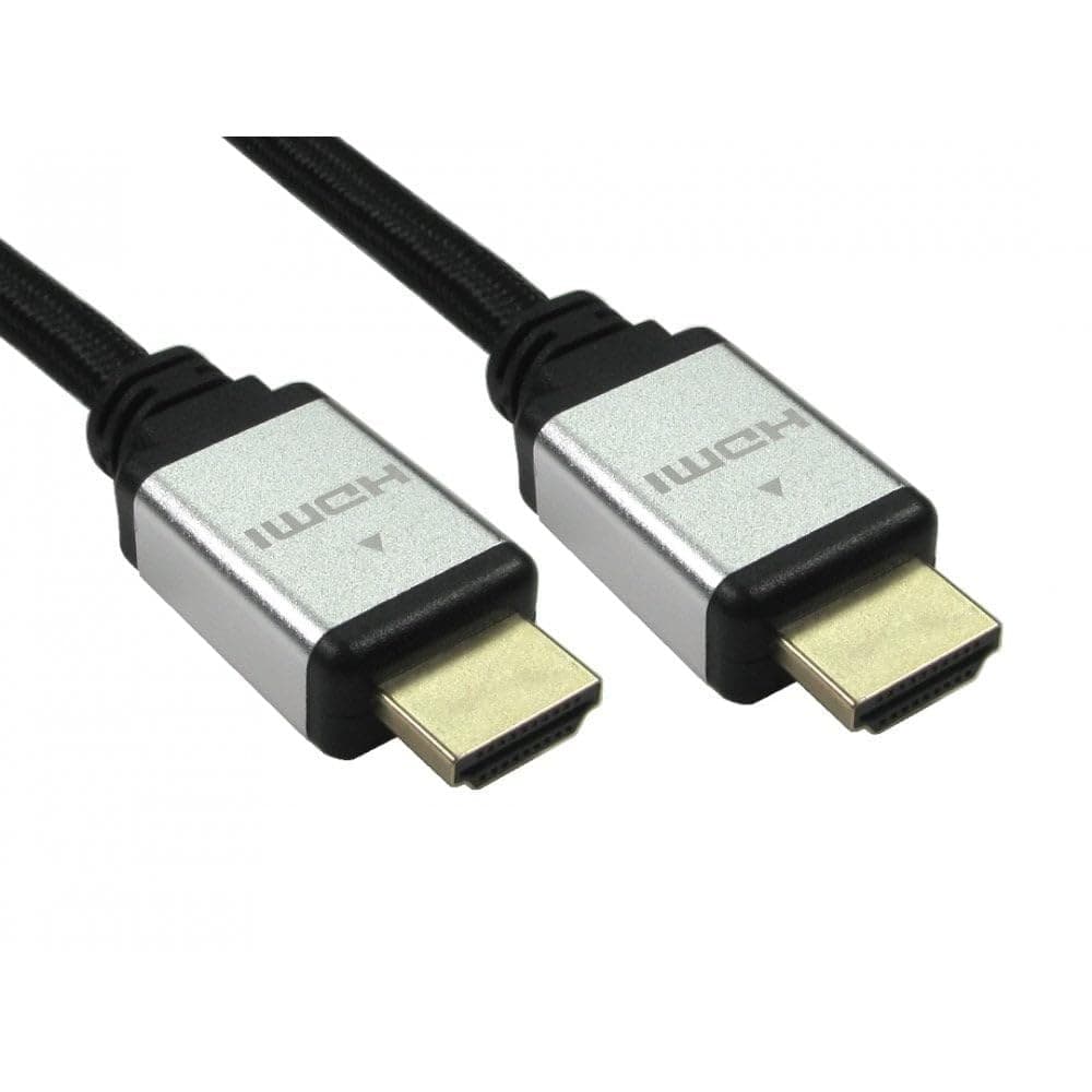 Cables Direct Certified Ultra High Speed HDMI 2.1 8K Braided Cable Silver/Black - 1m
