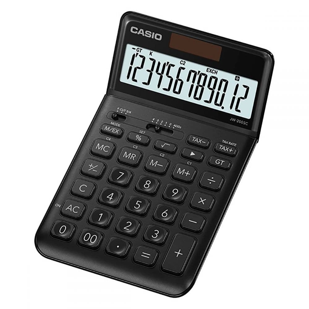 Casio JW-200SC 12 Digit Desk Calculator Black - Image 1