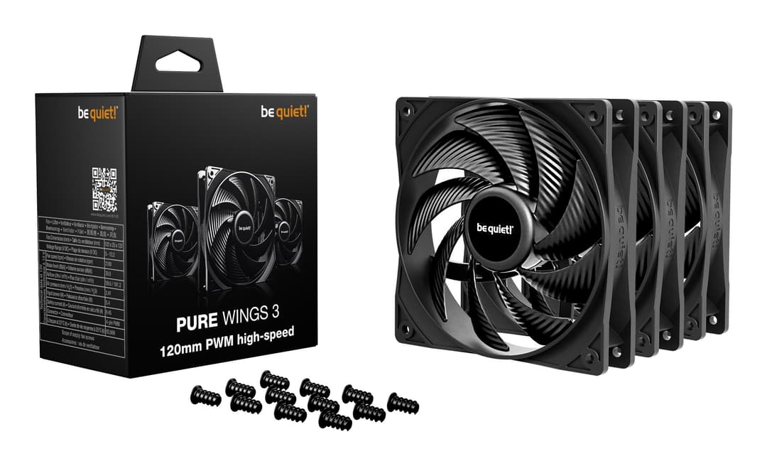 be quiet! Pure Wings 3 120mm PWM High-Speed Triple Pack Case Fans - Black - Image 3