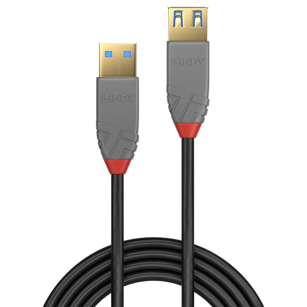 Lindy 2m USB 3.2 Gen 1 Type A Extension Cable, 5Gbps, Anthra Line, Black - Image 2