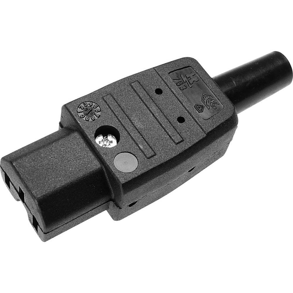 Kaiser 783/SW Rewireable IEC C15 Connector, Straight, 2 Pole + Earth, 10A, Black - Image 1