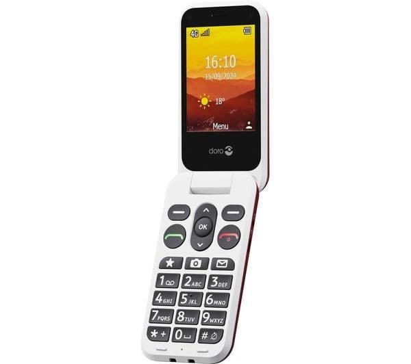 Doro Leva L30 4G Flip Phone - Red & White - Image 1