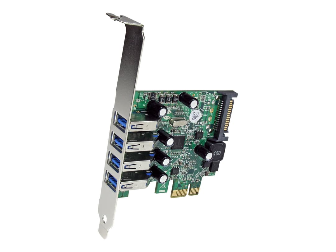 StarTech.com 4-Port PCI Express SuperSpeed USB 3.0 Controller Card with UASP - USB 3.0 Expansion Card with SATA Power (PEXUSB3S4V) - USB adapter - PCI Express x1 - USB 3.0 x 4 - Image 1