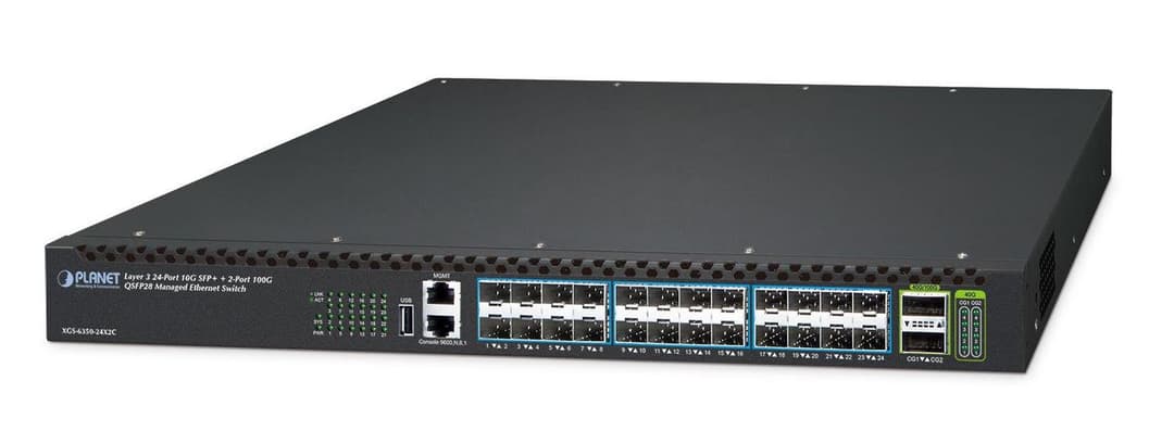 PLANET XGS-6350-24X2C Layer 3 24-Port 10G SFP+ + 2-Port 100G QSFP28 Managed Ethernet Switch - Image 1