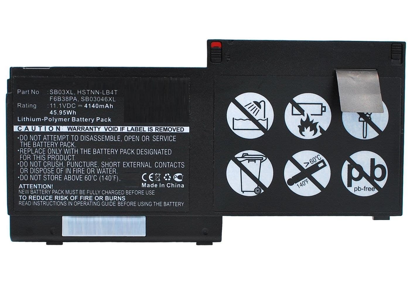 CoreParts MBXHP-BA0132 Replacement Battery for HP EliteBook 820 G1 / 820 G2 / 720 G1 / 725 G2 (SB03XL), 11.1V 4140mAh, 45Wh
