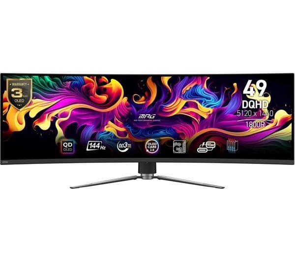 MSI MPG 491CQP Super Ultra Wide Quad HD 49" Curved Quantum Dot Gaming Monitor - Black