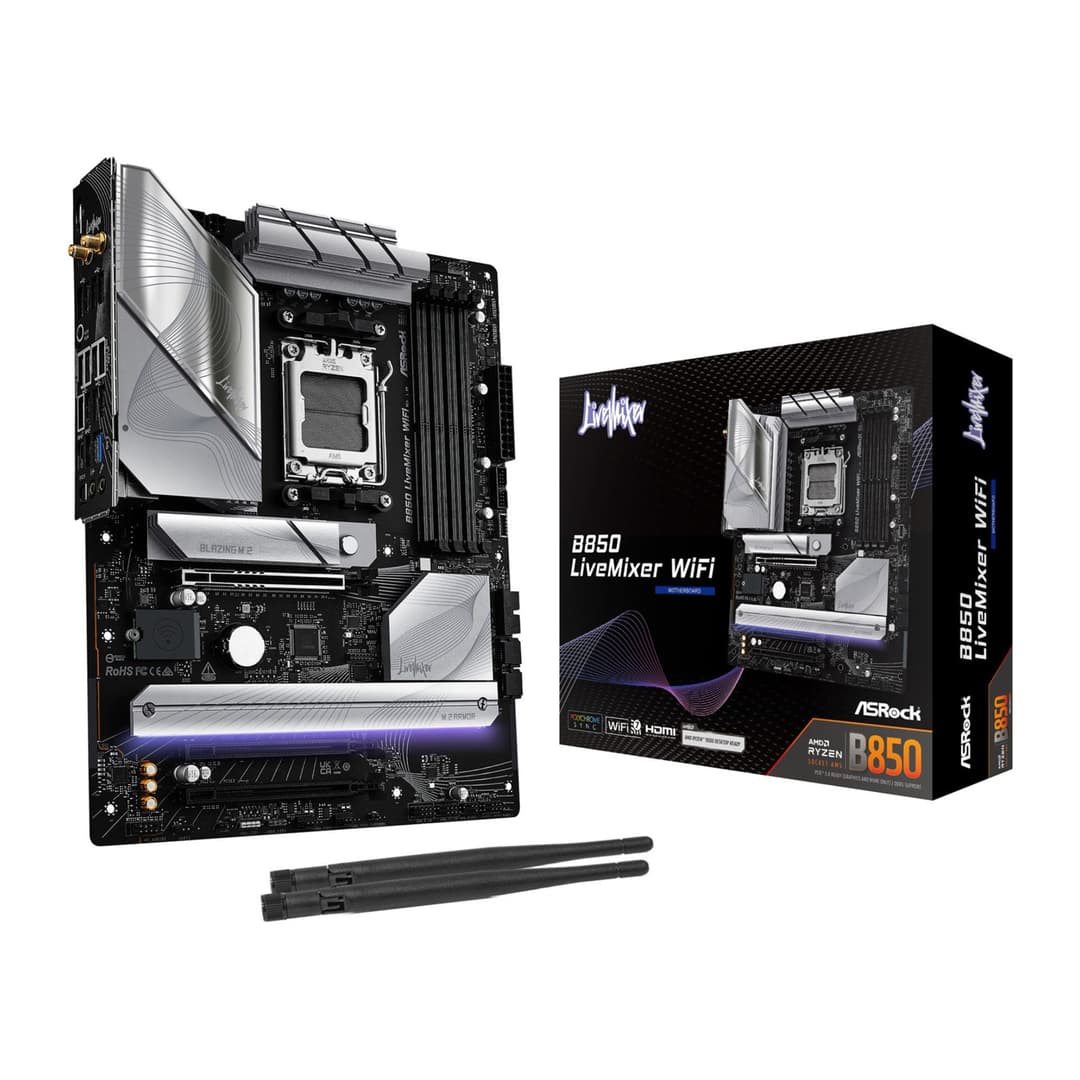 Asrock B850 LIVEMIXER WIFI AMD B850 DDR5 ATX Socket AM5 Motherboard - Image 1