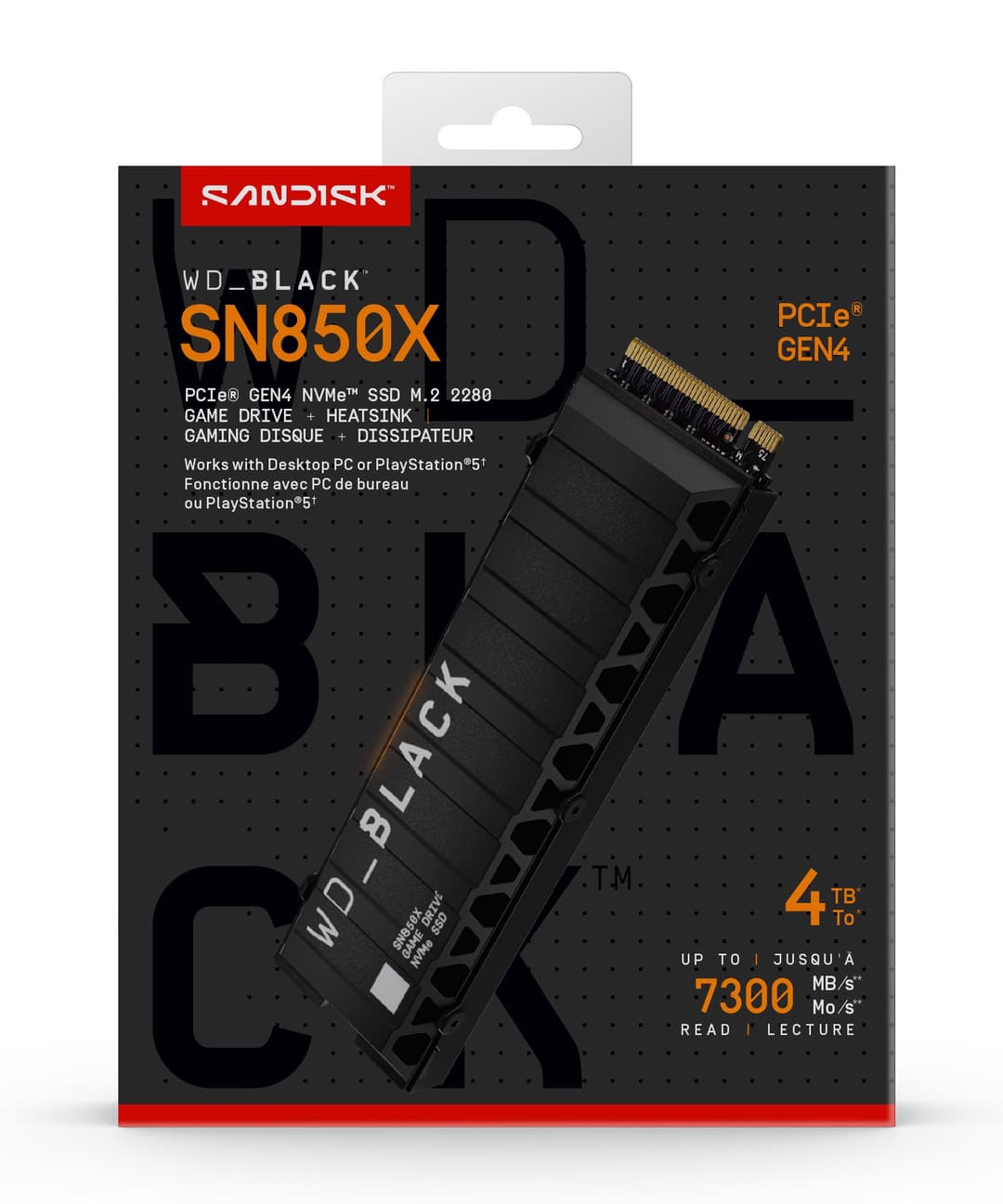 WD_BLACK SN850X 4TB M.2 2280 PCIe Gen4 NVMe SSD - With Heatsink - Image 1