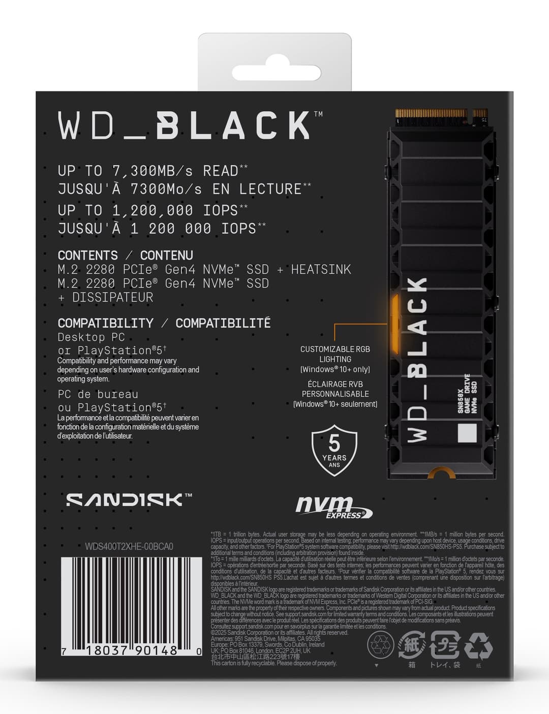 WD_BLACK SN850X 4TB M.2 2280 PCIe Gen4 NVMe SSD - With Heatsink - Image 4