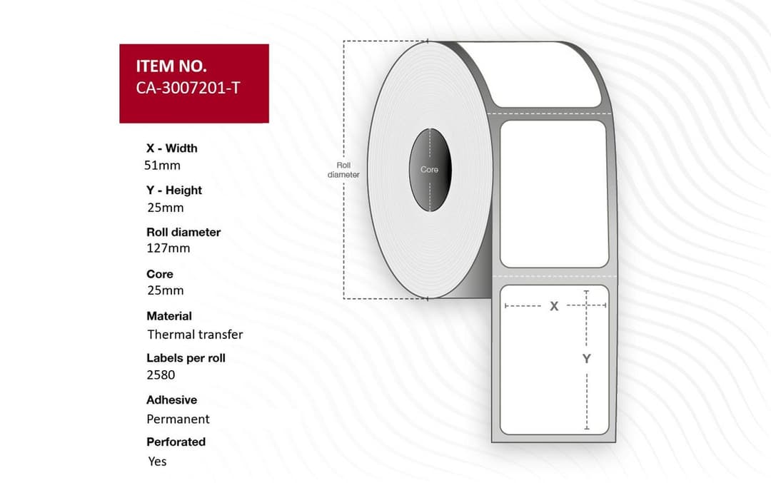 Label 51 x 25mm, Core 25mm, - Image 1
