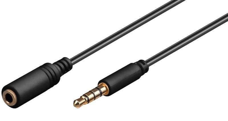 Microconnect 3.5 mm Slim Minijack Audio Extension Cable Male to Female Black - 2m - Image 1