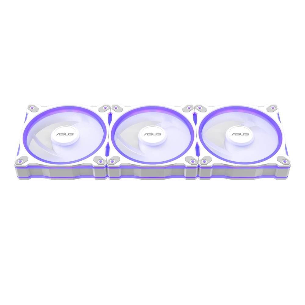 ASUS Prime MR120 ARGB 120mm Reverse PC Fan - White 3-Pack - Image 1