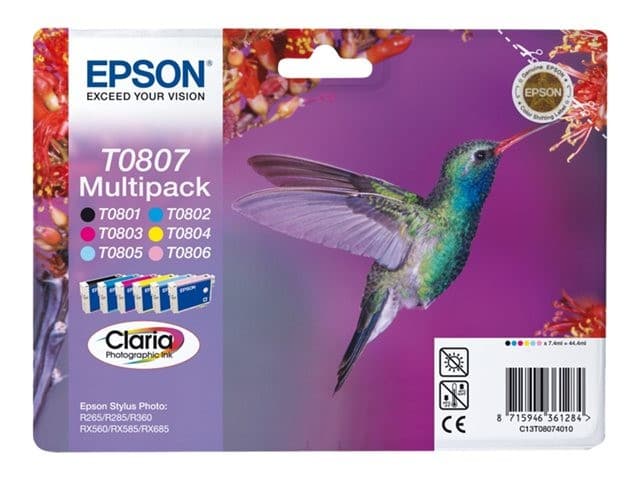 Epson T0807 Multipack - black, yellow, cyan, magenta, light magenta, light cyan - original - ink cartridge - Image 4