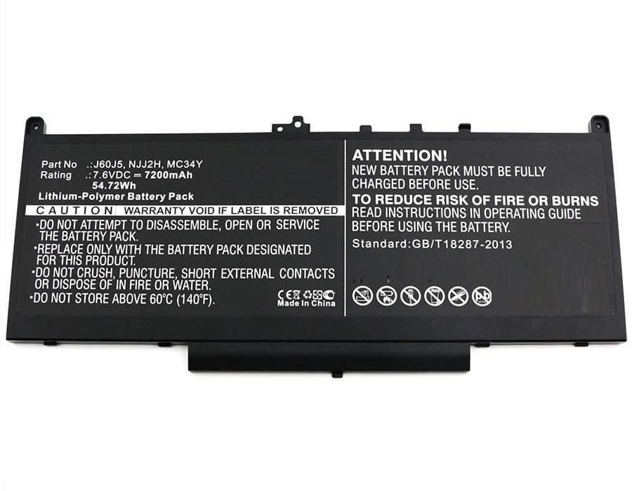 CoreParts MBXDE-BA0127 Replacement Laptop Battery for Dell Latitude 12 E7270 / E7470, 7.6V 7200mAh Li-Pol, Black