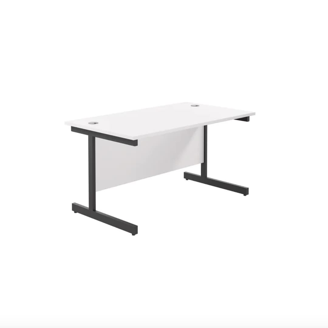 Jemini Rectangular Single Upright Cantilever Desk 1400x800x730mm White/Black KF810780 - Image 1