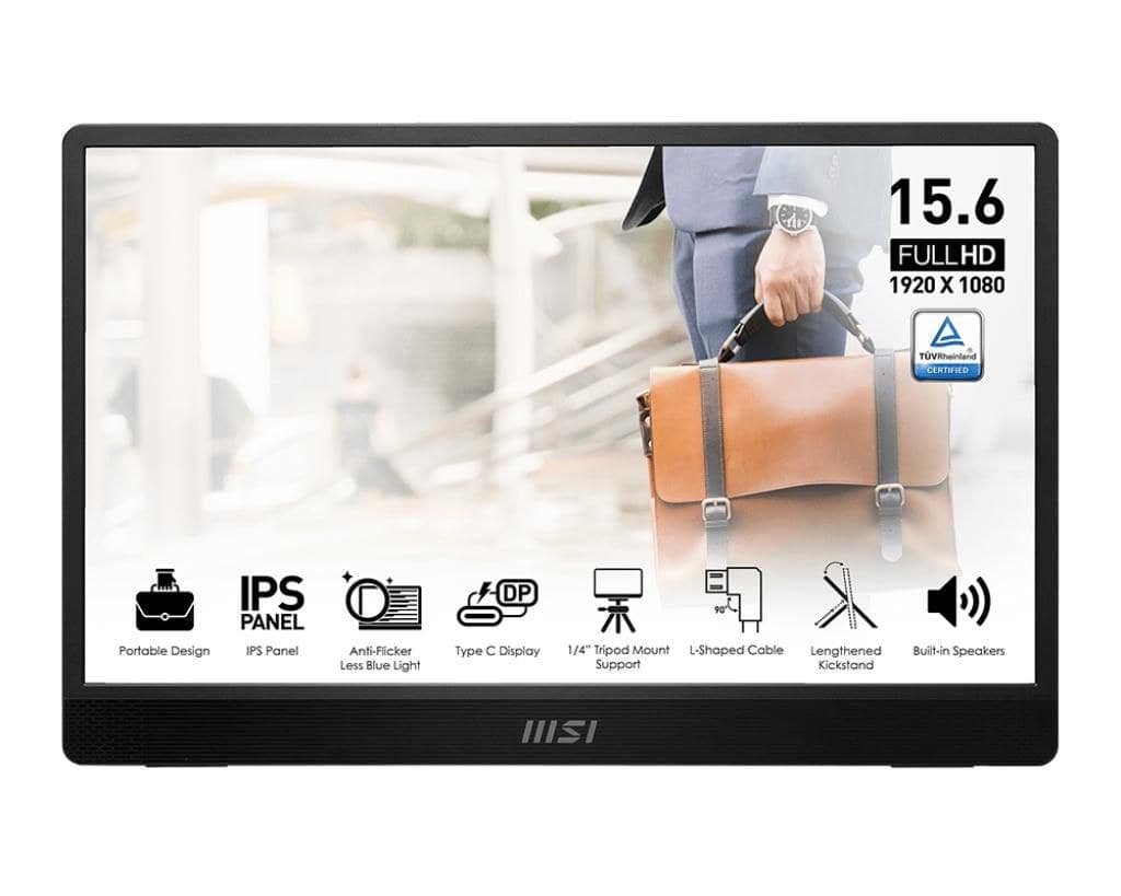 MSI PRO MP161 E2 15.6-inch Full HD Portable Monitor - Black - Image 1