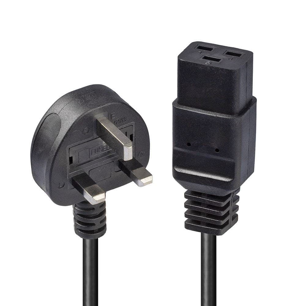 Lindy 2m UK 3 Pin Plug to IEC C19 Power Cable, Black