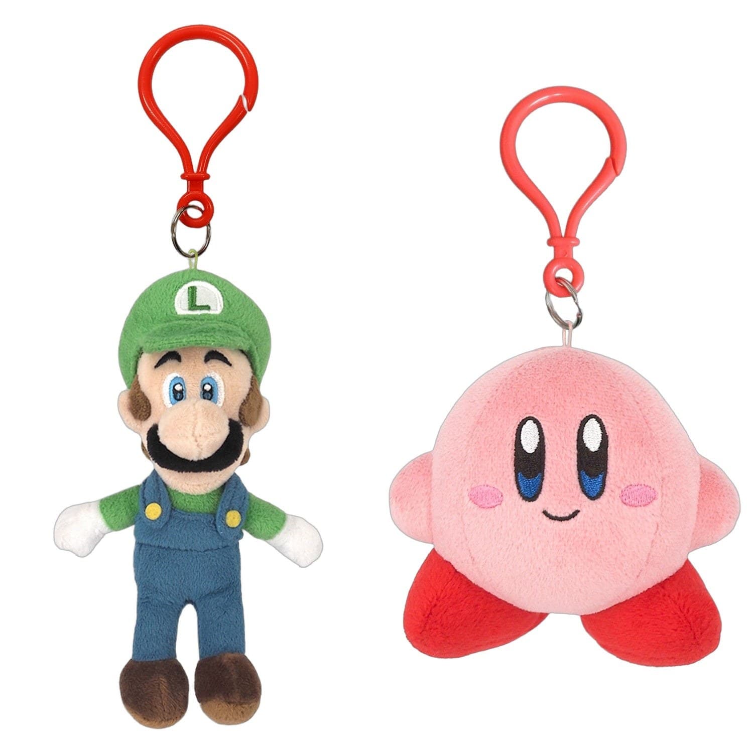 SAN-EI Nintendo Plush Keychain Bundle - Luigi & Kirby