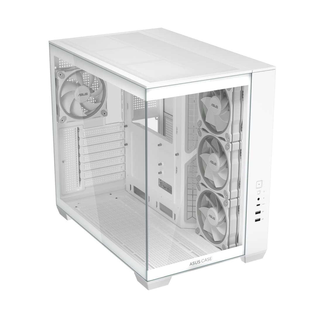 ASUS A32 PLUS ARGB Tempered Glass Dual-Chamber Mid-Tower Gaming PC Case - White - Image 3