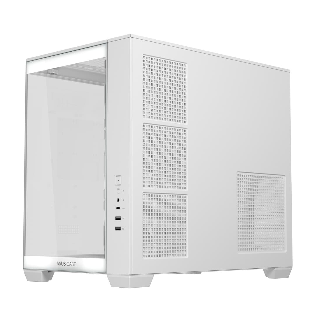 ASUS A32 PLUS ARGB Tempered Glass Dual-Chamber Mid-Tower Gaming PC Case - White - Image 4