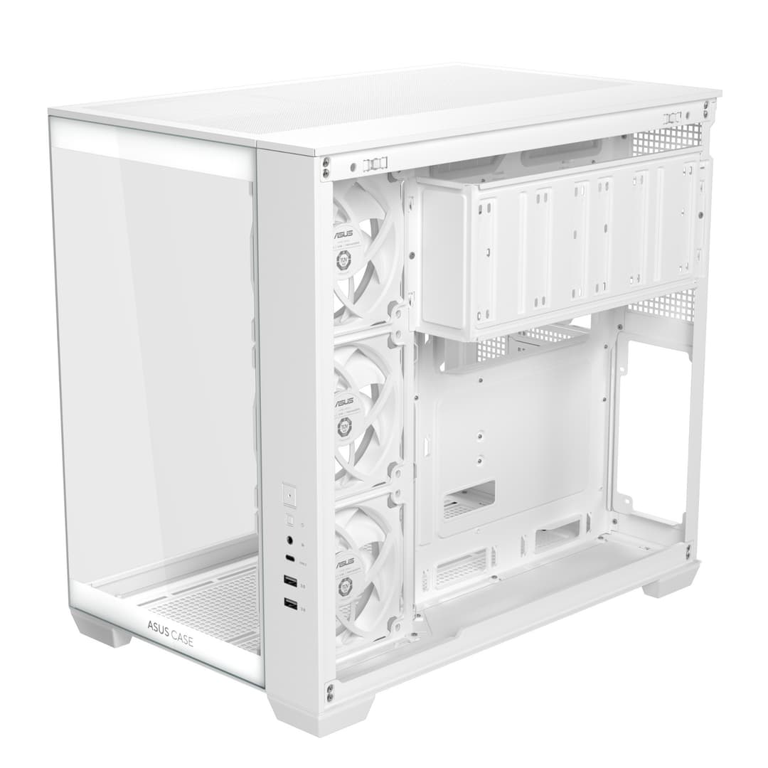 ASUS A32 PLUS ARGB Tempered Glass Dual-Chamber Mid-Tower Gaming PC Case - White - Image 7