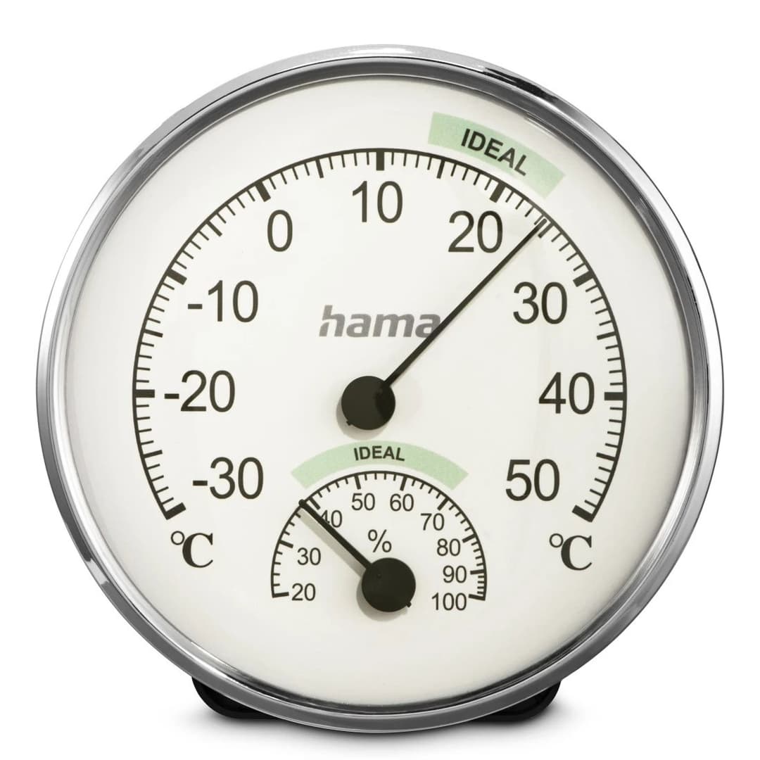 Hama Chios Thermometer/Hygrometer, Indoor, Silver/White - Image 1