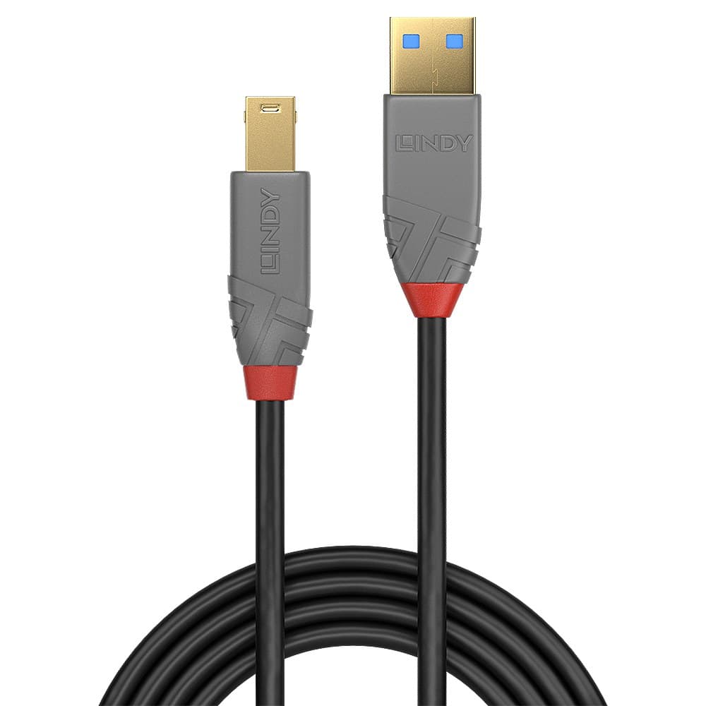 Lindy Anthra Line USB 3.2 Gen 1 Type A to B Cable 5Gbps 1m - Image 2