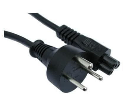Mercodan SmarTplug Computer Power Cable 2m Black - Danish Type K Plug to IEC C5 Cloverleaf, H05VV-F 3G 0.75mm²