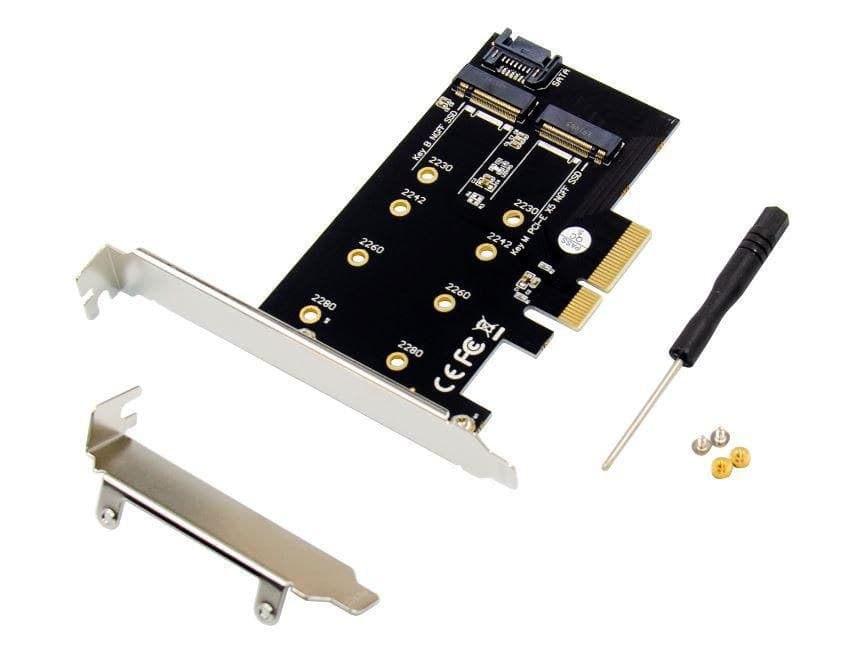 MicroConnect MC-PCIE-SSDADAPTER PCIe x4 M.2 B+M Key NVMe & SATA SSD Adapter Card