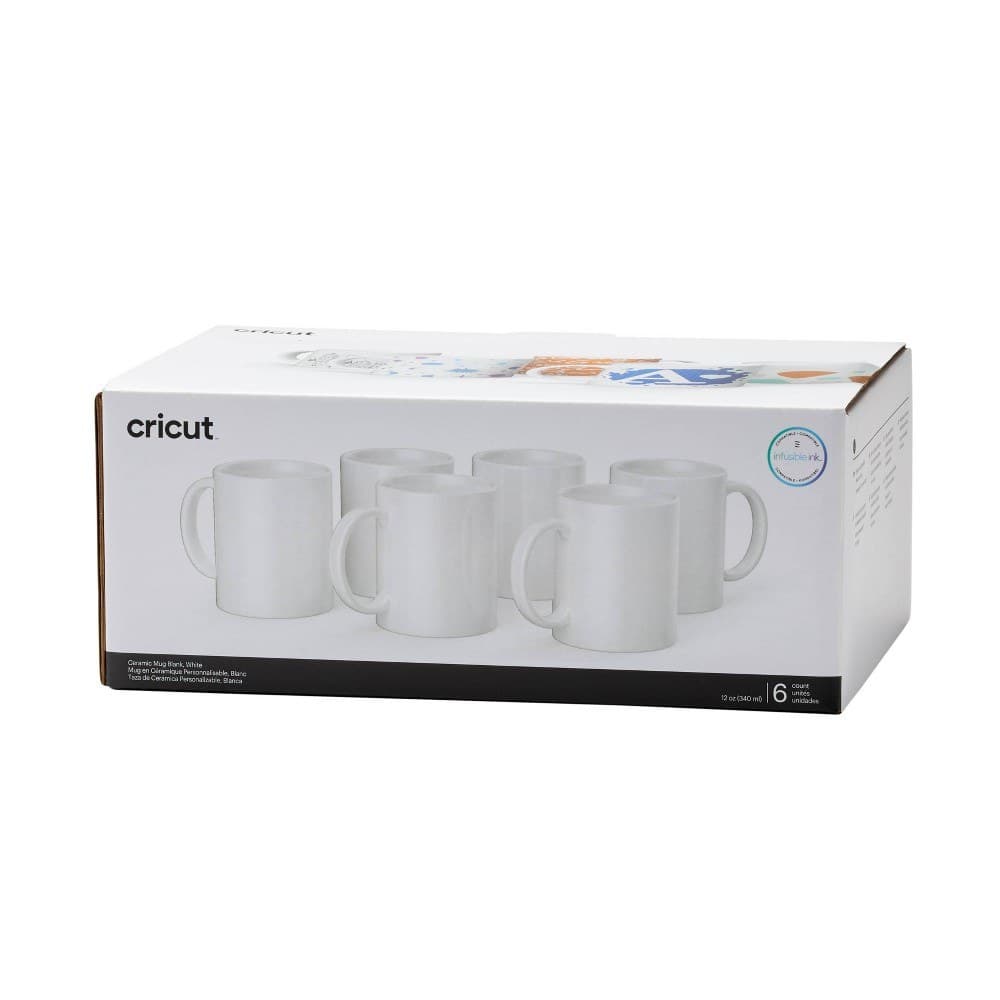 Cricut Ceramic Mug Blanks, White, Pack of 6 - 12 oz - Image 1