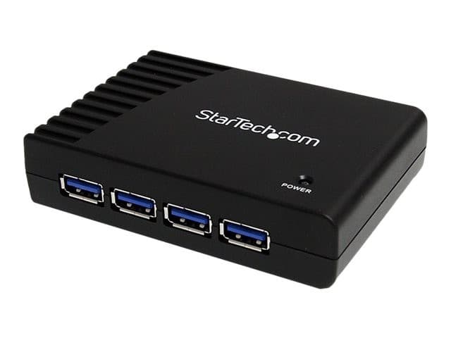 StarTech.com ST4300USB3 4-Port USB 3.0 SuperSpeed Hub 5Gbps with Power Adapter - Black - Image 1