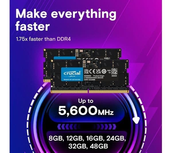 Crucial DDR5 4800MHz CL40 SODIMM Laptop Memory - 8GB (CT8G48C40S5) - Image 3