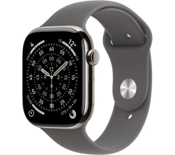 Apple Watch Series 11 GPS + Cellular 46mm Natural Titanium Case with Stone Grey Sport Band - M/L