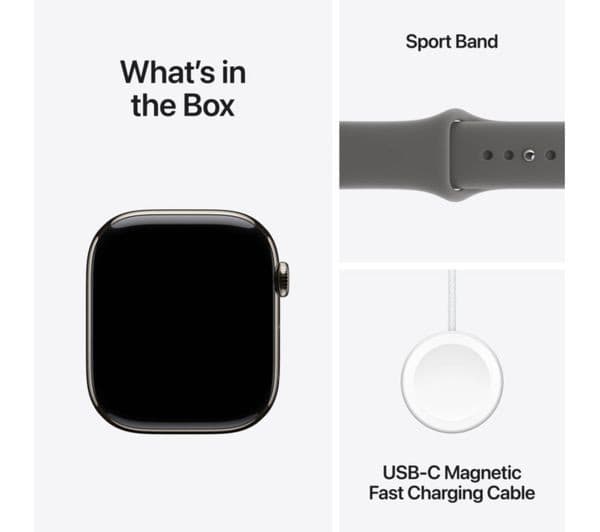 Apple Watch Series 11 GPS + Cellular 46mm Natural Titanium Case with Stone Grey Sport Band - M/L - Image 9