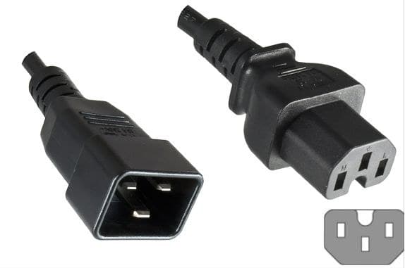 Microconnect Power Cord C20 to C15 16A 1.8m Black - Image 1