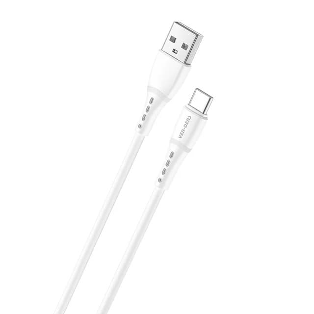 Ven-Dens 2A 5V Silicone USB-A to USB-C Cable Durable & Reliable VD-DCO03 - White