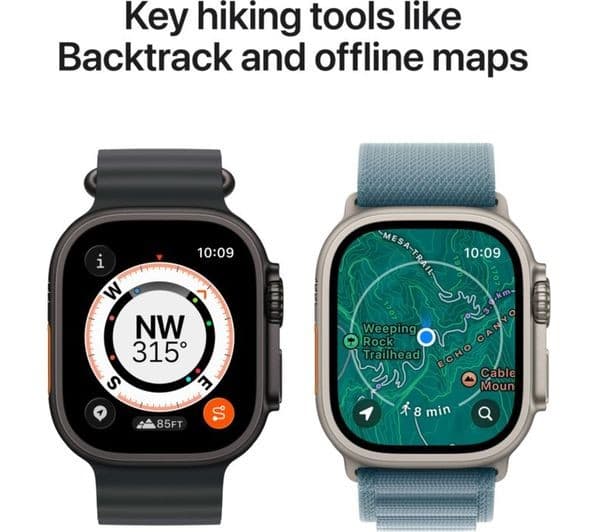 Apple Watch Ultra 3 GPS + Cellular 49mm Natural Titanium Case with Bright Blue Trail Loop - M/L - Image 6