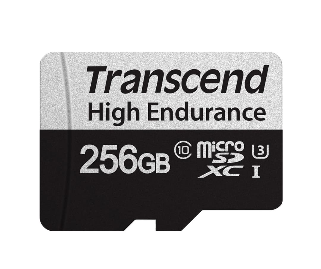 Transcend High Endurance 350V microSDXC UHS-I U3 Class 10 Memory Card with SD Adapter 256GB - Image 1