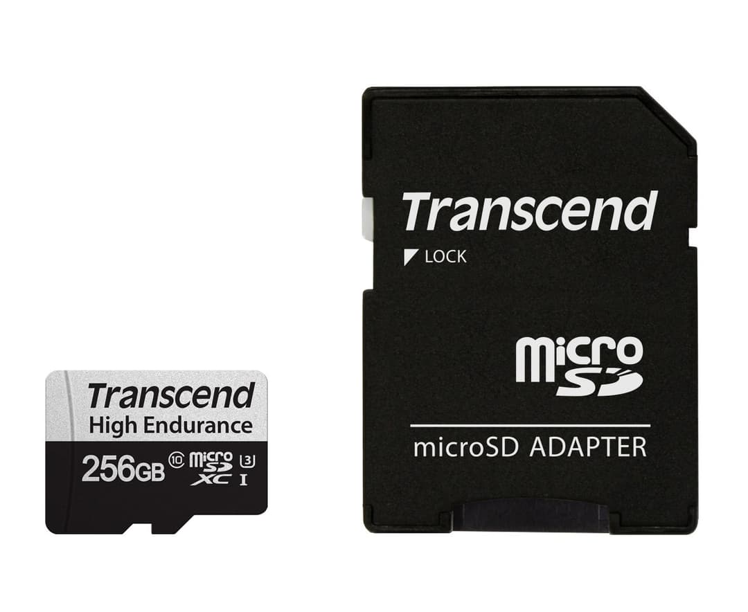 Transcend High Endurance 350V microSDXC UHS-I U3 Class 10 Memory Card with SD Adapter 256GB - Image 3