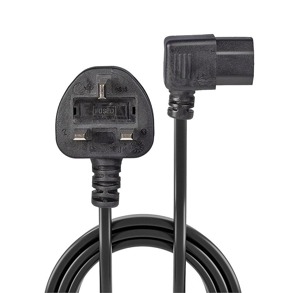 Lindy 1m UK 3 Pin Plug to Right Angled IEC C13 Mains Power Cable, Black - Image 2