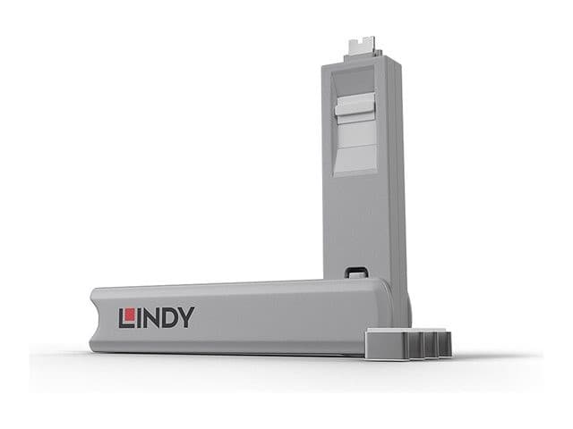 Lindy USB-C Port Blocker Kit (4x Locks + 1x Key) - White - Image 3