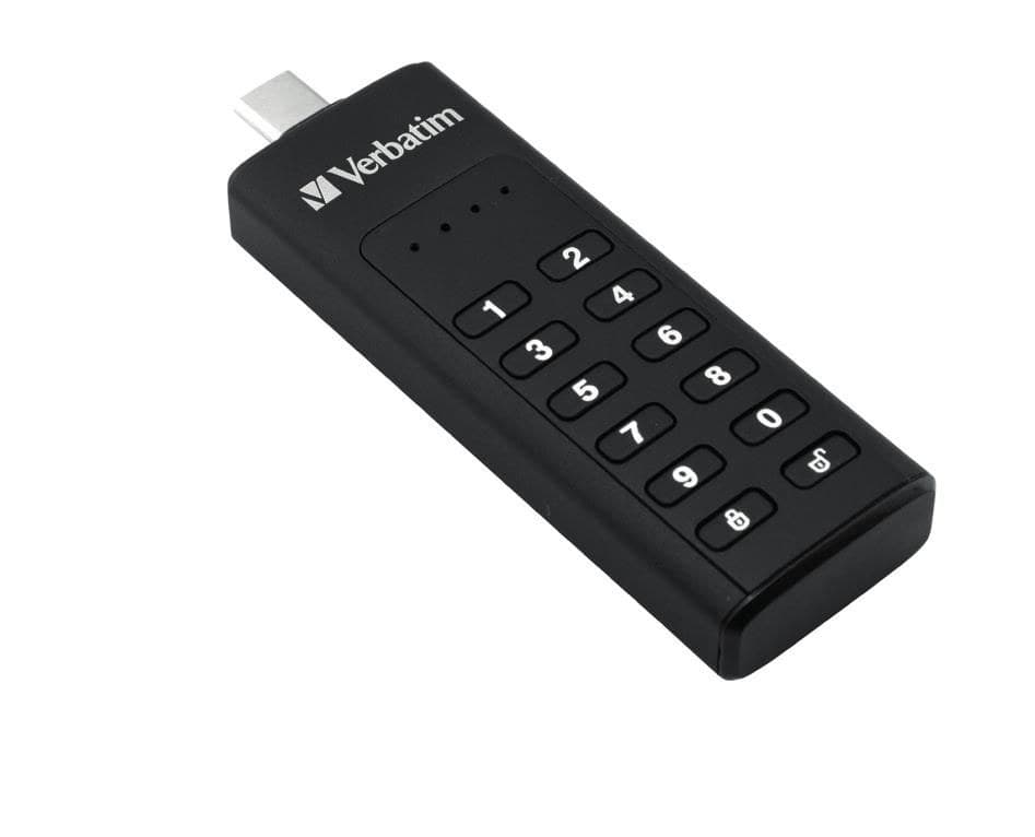 Verbatim Keypad Secure USB-C Flash Drive with Password Protection and AES-256 Hardware Encryption 32GB - Black - Image 1