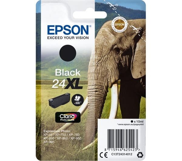 EPSON Elephant 24XL Black Ink Cartridge - Image 1