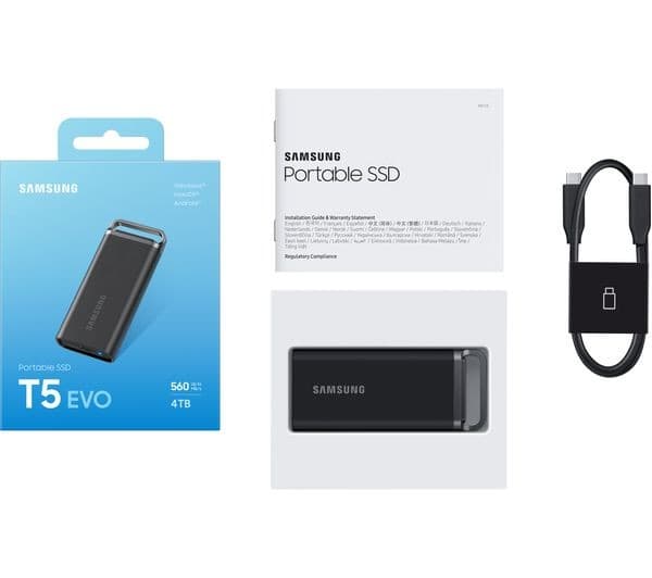 Samsung T5 EVO Portable SSD 4TB USB 3.2 Gen 1 - Black (MU-PH4T0S) - Image 2