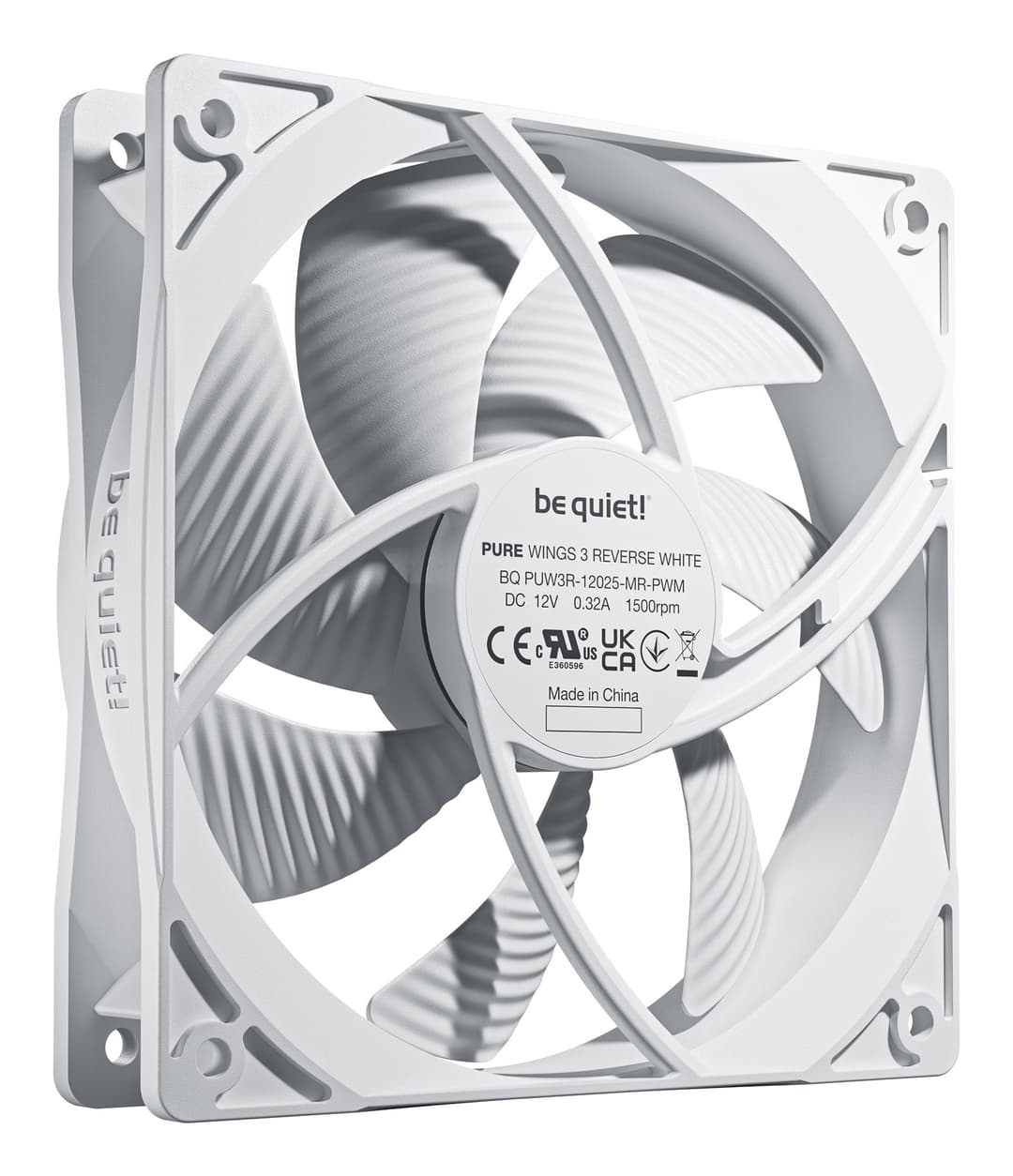 be quiet! Pure Wings 3 120mm PWM Reverse Triple Pack Case Fans - White - Image 2