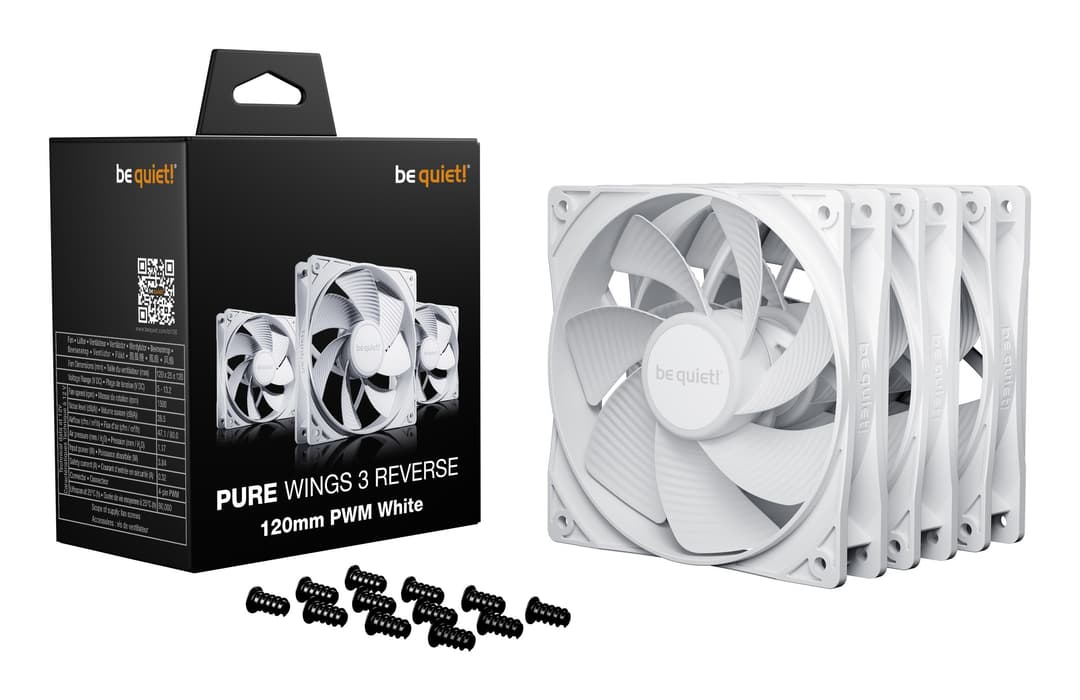be quiet! Pure Wings 3 120mm PWM Reverse Triple Pack Case Fans - White - Image 3