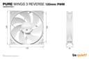 be quiet! Pure Wings 3 120mm PWM Reverse Triple Pack Case Fans - White thumbnail 4